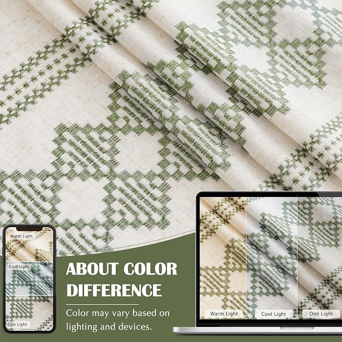 jinchan Boho Curtains Linen Blend Beige Farmhouse Curtains 84 Inches Long - Image 8