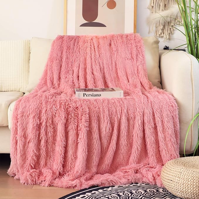Tuddrom Decorative Extra Soft Faux Fur Blanket Queen Size 80" x 90", Solid - Image 2