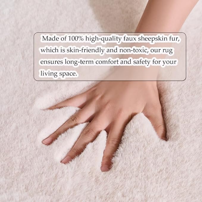 1700GSM Fuzzy Faux Sheepskin Fur Area Rug, Extra Soft Faux Fur Mat, Fluffy - Image 9