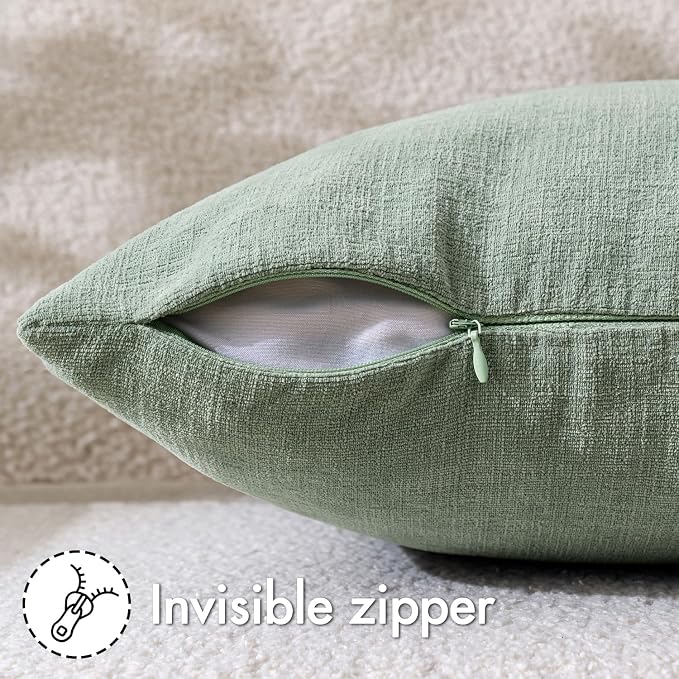MIULEE Greyish Green Couch Pillow Covers 18x18 Inch - Image 3