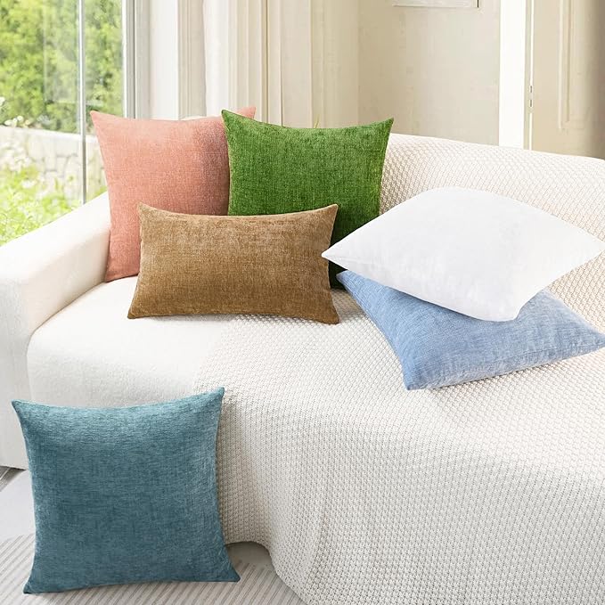 CaliTime Throw Pillow Covers Decorative 18 X 18 Inches Pack of 2 Cozy Chenille - Image 4