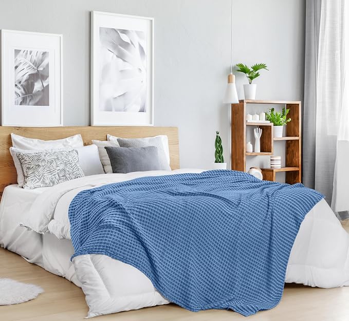 Utopia Bedding Wedgewood 100% Cotton Waffle Blanket 300 GSM Soft Lightweight - Image 6