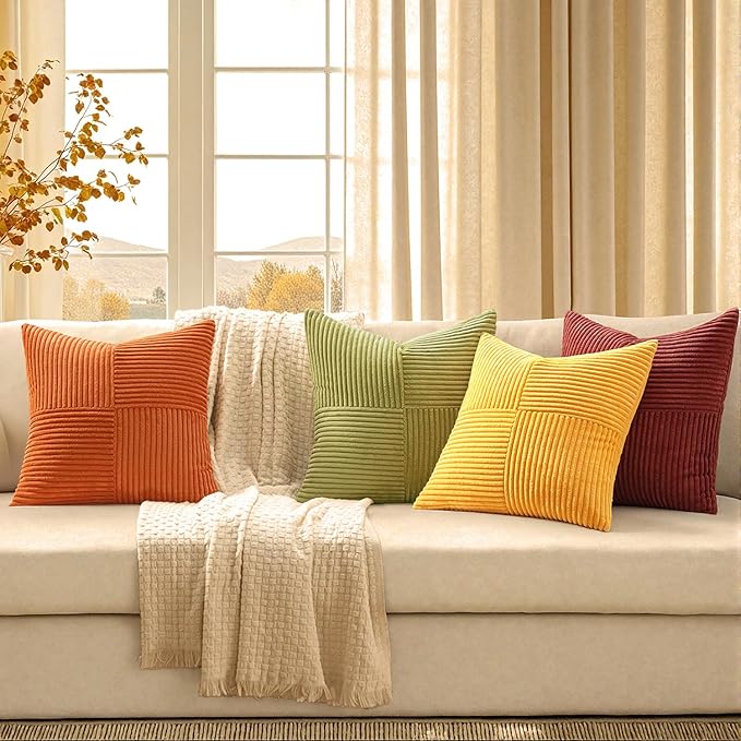 MIULEE Yellow Orange Rust Throw Pillow Covers 18x18 Inch 4 Packs Boho Farmhouse - Image 2