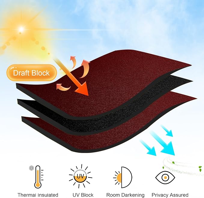 RYB HOME Blackout Bathroom Window Curtains, Short Thermal Insulated Heat - Image 3