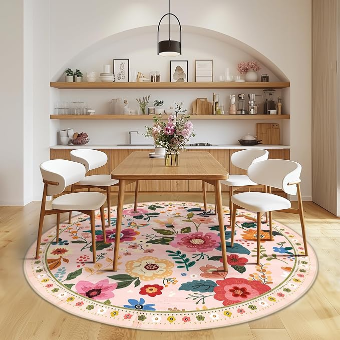 RELEANY Floral Nursery 8ft Area Rugs Washable Print Boho Cute Carpet Non Slip - Image 6