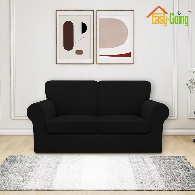 Easy-Going 5 Pieces Stretch Loveseat Cover Washable Loveseat Slipcover Set - Image 2
