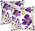 Purple Gold Watercolor Floral Throw Pillow Covers 18x18 Set of 2, Boho Gold by Unknown