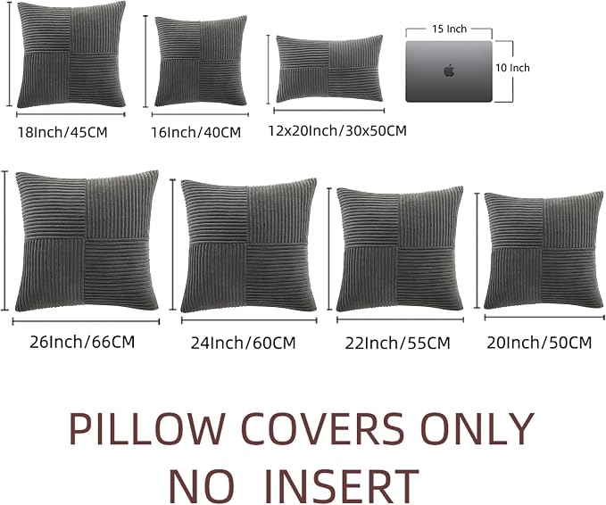 Fancy Homi 2 Packs Dark Gray Big Decorative Throw Pillow Covers 24x24 Inch - Image 7