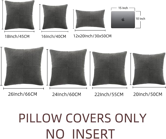 Fancy Homi 2 Packs Dark Gray Decorative Throw Pillow Covers 18x18 Inch - Image 8