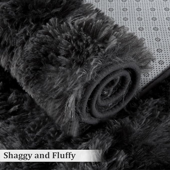 CAROMIO Area Rugs for Living Room 5x8 Feet, Soft and Thick Fluffy Faux Fur Shag - Image 4