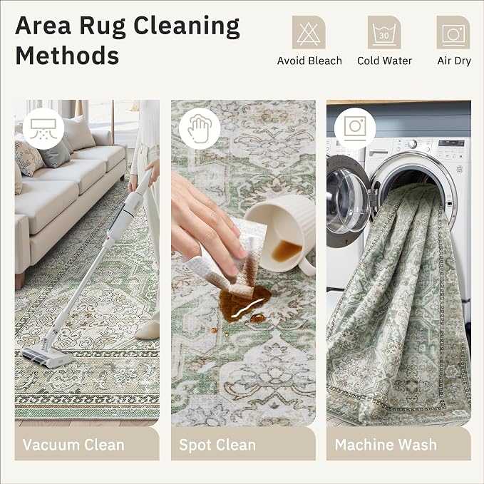 4x6 Area Rugs for Living Room, Vintage Washable Rugs for Dining Room, Home - Image 9