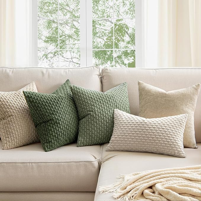 MIULEE Pack of 2 Decorative Throw Pillow Covers 16x16 Inch Soft Boho Striped - Image 2