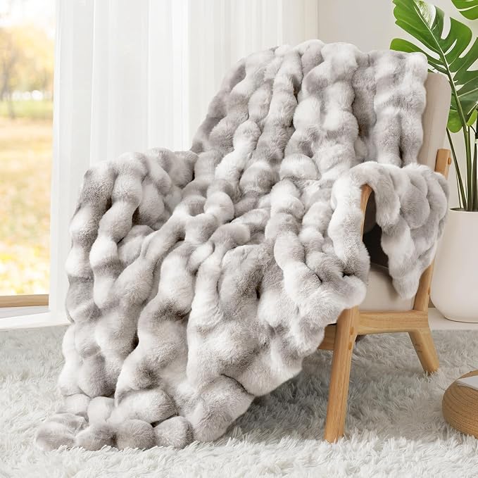 Touchat Luxury 1000GSM Faux Rabbit Fur Throw Blanket, Super Heavy Warm Cozy - Image 7