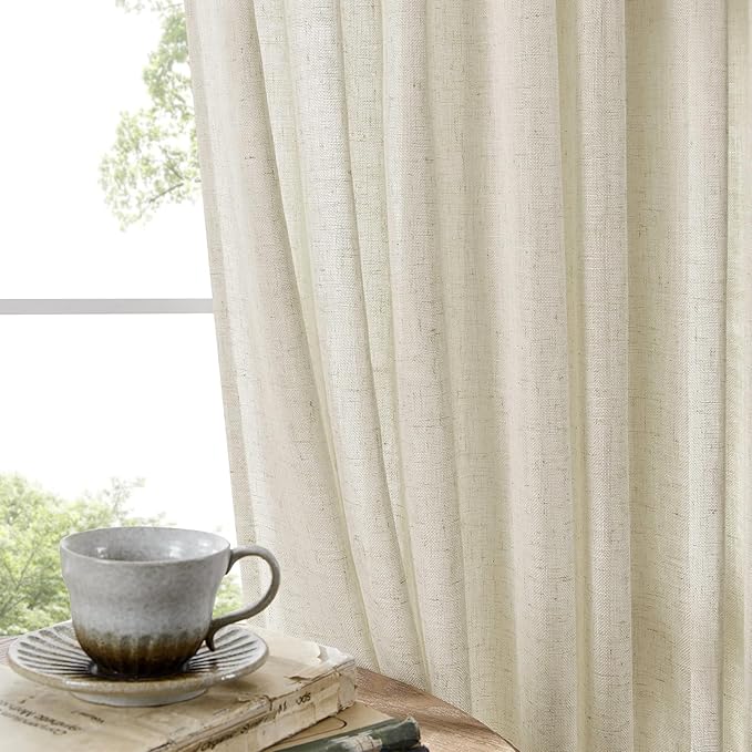 Joydeco Linen Curtains 84 Inch Length 2 Panel Sets, Light Filtering Curtains - Image 4