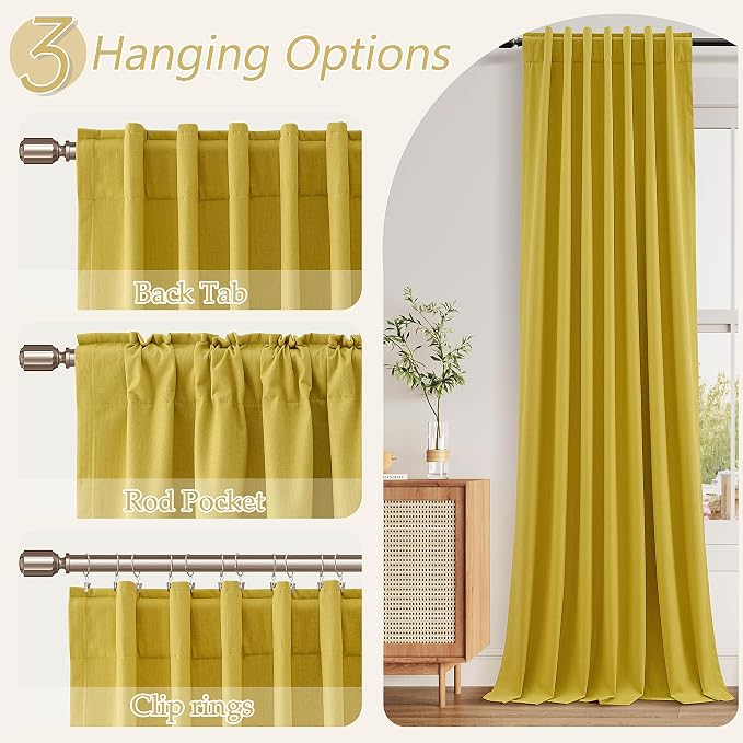 Guken 100% Blackout Curtains 96 Inch Length 2 Panels Set - Image 4