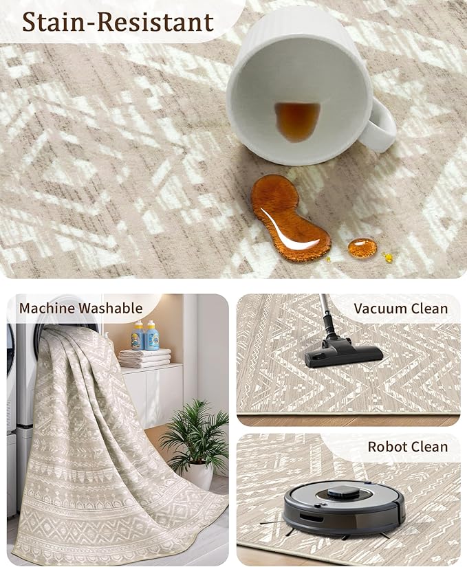 Miukiki 10x14 Area Rugs for Living Room Moroccan Washable Rugs Non Slip Indoor - Image 4