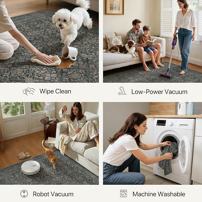 Bavni Area Rugs for Living Room, 5x7 Area Rugs Non-Slip Washable，Ultra-Thin - Image 3