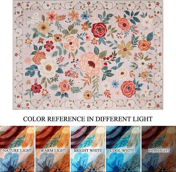 DUKINO 3x5 Area Rug, Floral Rugs - Image 8
