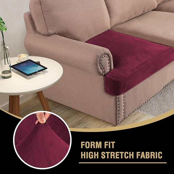 H.VERSAILTEX Stretch Velvet 3 Piece T Cushion Sofa Slipcovers Individually Sofa - Image 6
