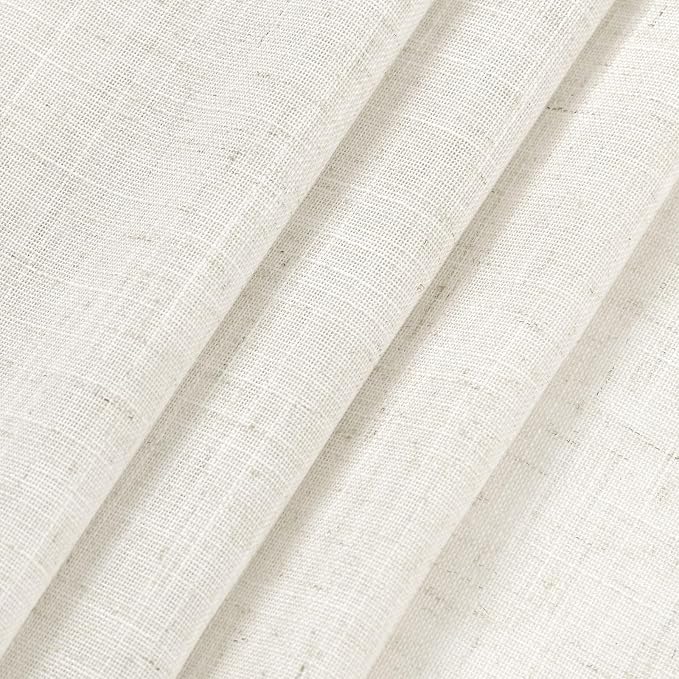 Nanspring Cream 36 Inch Length Kitchen Curtains Linen Blend Back Tab Privacy - Image 7