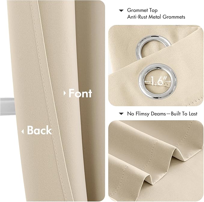 MIULEE Cream Beige Blackout Curtains - Image 4