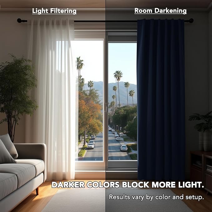 Deconovo Blackout Curtains, Thermal Insulated, W42 x L95 2 Panels, Back Tab - Image 3