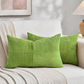 Fancy Homi Set of 2 Lime Green Lumbar Decorative Throw Pillow Covers 12x20 Inch by Fancy+Homi