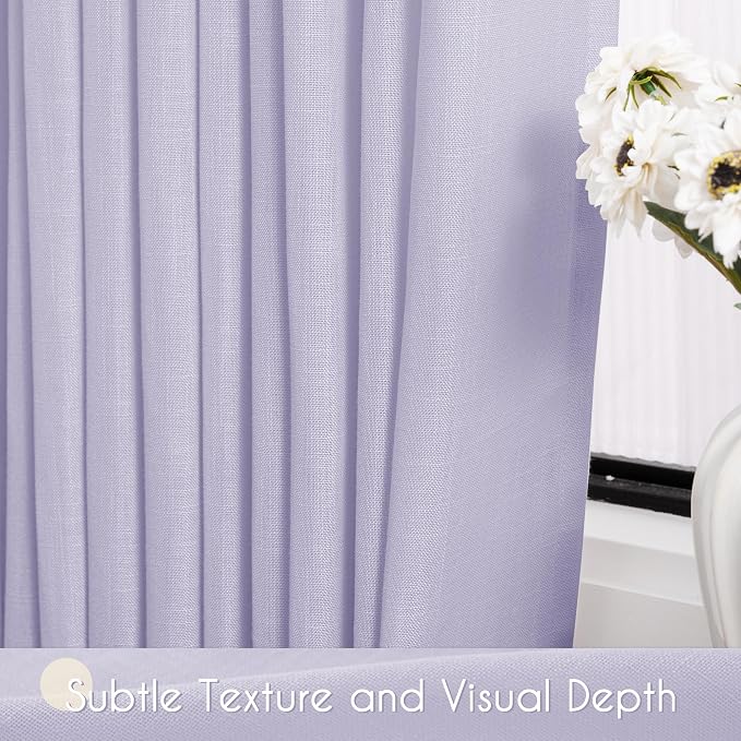 Lavender Purple Linen Curtain 90 Inch Long 2 Panels - Image 4