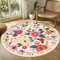RELEANY Floral Nursery 4ft Area Rugs Washable Print Boho Cute Carpet Non Slip by RELEANY