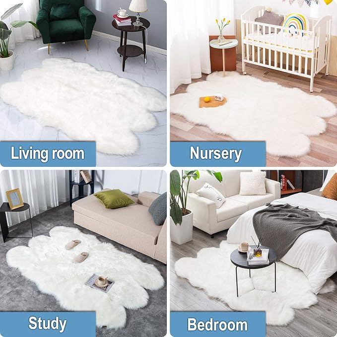Carvapet Soft Fluffy Rugs Faux Fur Sheepskin Area Rug - Image 7