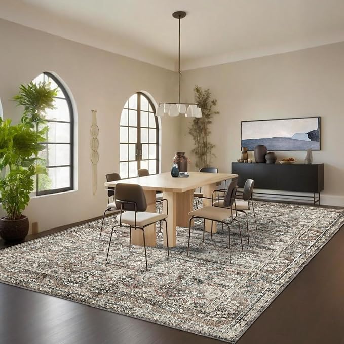GarveeHome Vintage Floral Area Rug 8x10 Large Soft Washable Rugs - Image 2