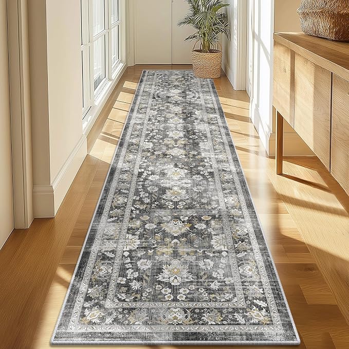 LOKHOM Washable Runner Rug, 2x10 Non-Slip Vintage Farmhouse Hallway Runner Rug by LOKHOM
