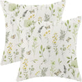 AEIOAE Spring Pillow Covers 16x16 Inch Set of 2, Sage Green Yellow Wild Flower by AEIOAE