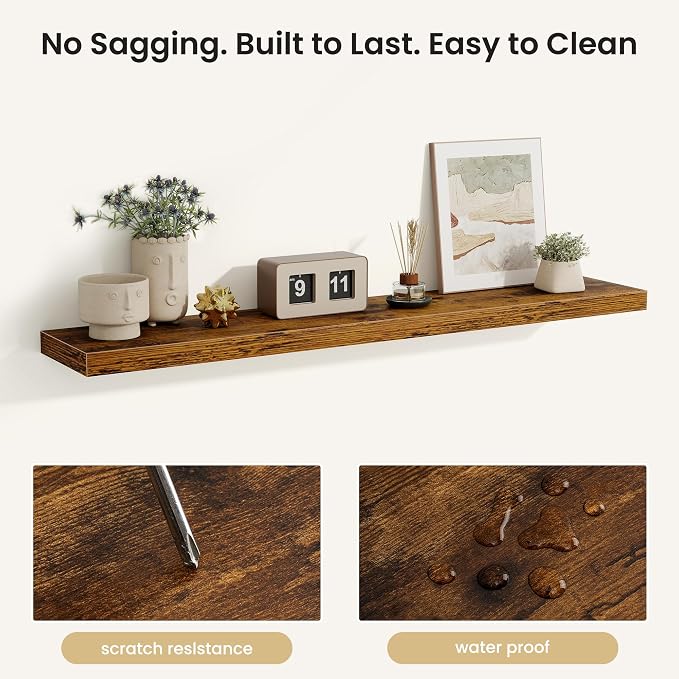 Fun Memories Floating Shelves for Wall, Rustic Wood Wall Mounted Shelves for - Image 4