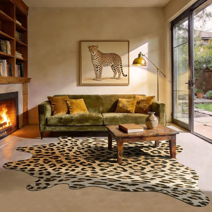BENRON Premium Leopard Rugs for Living Room Bedroom, Non-Slip Throw Rug for - Image 4