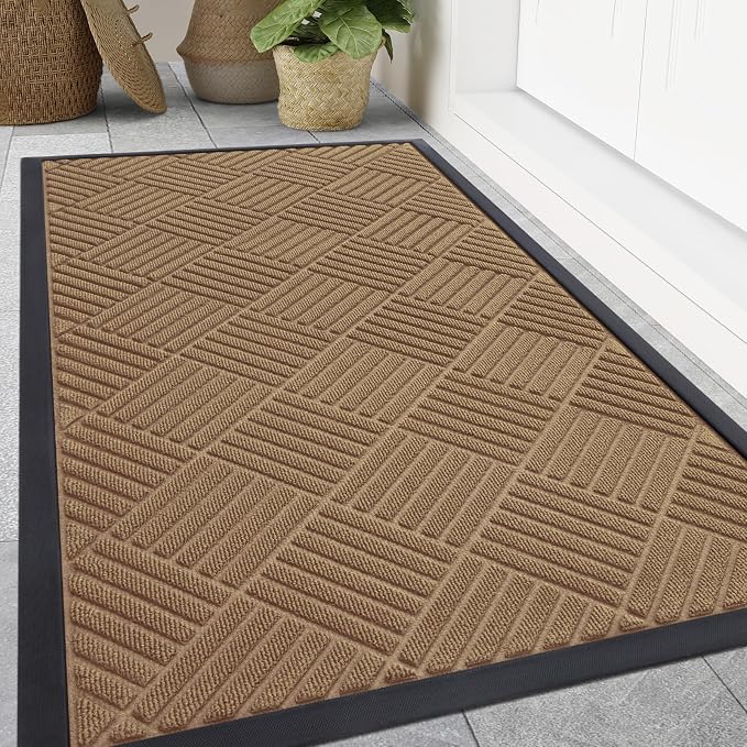 Smiry Front Door Mat Outside Entrance, Heavy Duty Outdoor Indoor Mat, Natural by Smiry