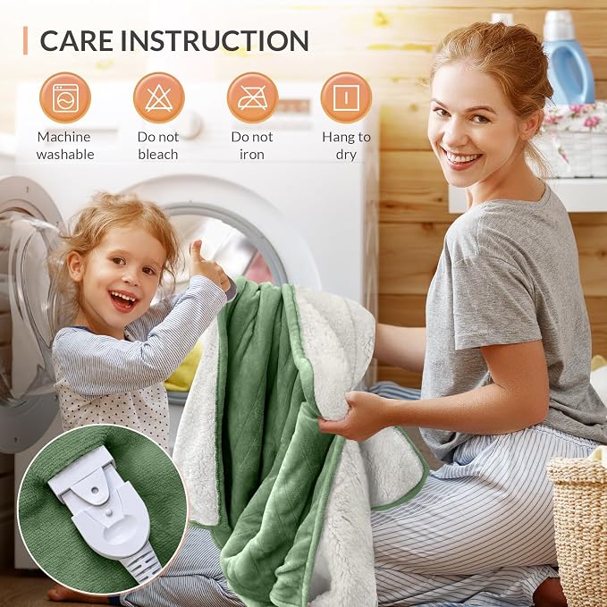 HOMLYNS LuxeHeat Heated Blanket Electric Blanket Twin Size, Soft Flannel Sherpa - Image 9
