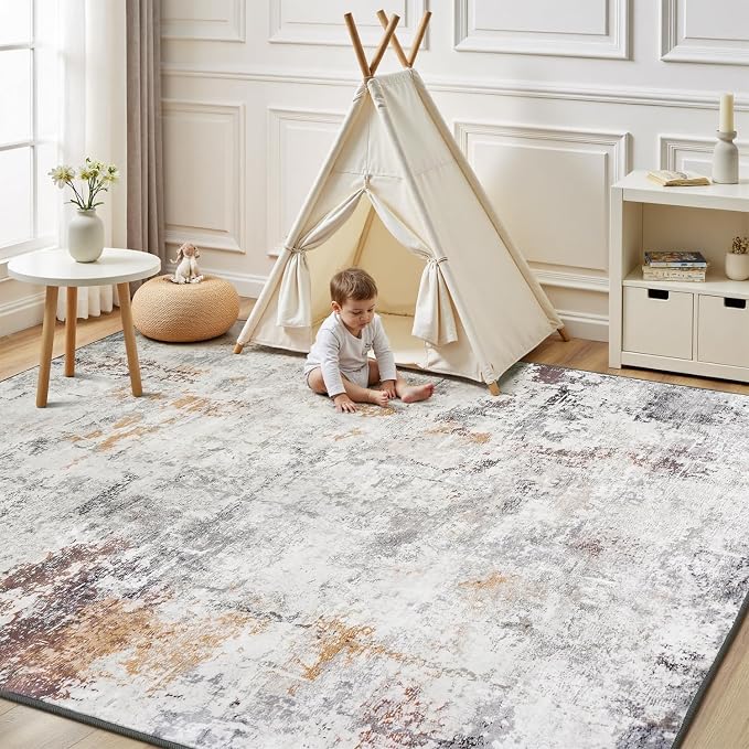 Rugflix 5x7 Area Rugs for Living Room, Washable Large Rug Stain-Resistant Low - Image 8