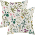 AEIOAE Spring Pillow Covers 22x22 Inch Set of 2, Sage Green Teal Wild Flower by AEIOAE