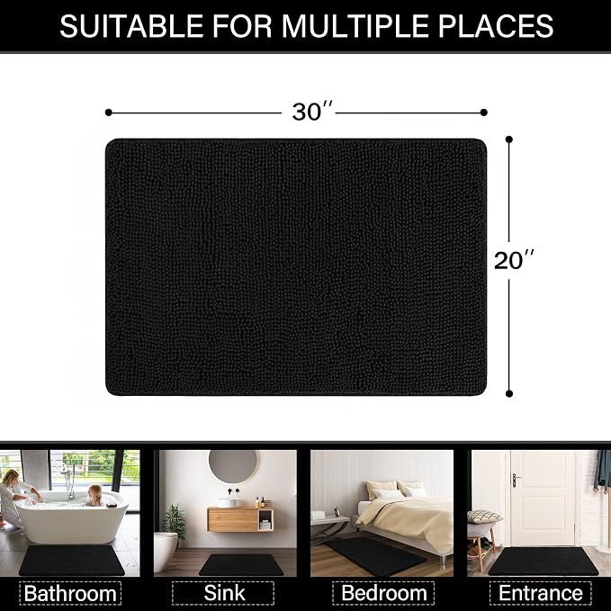 LOCHAS Luxury Bathroom Rug Shaggy Bath Mat 20 x 30 Inch, Washable Non Slip Bath - Image 3