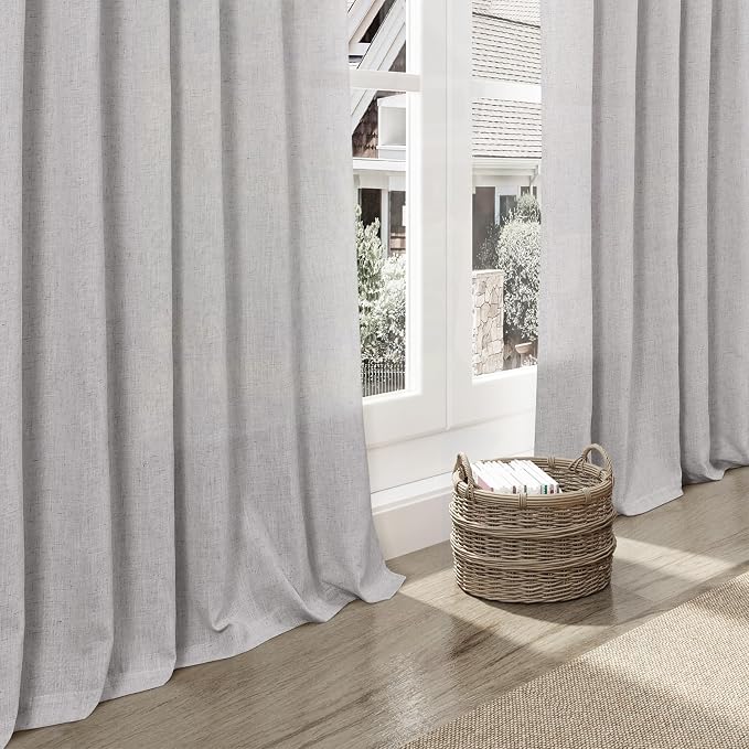 Nanspring Grey Linen Boho Curtains - Image 6