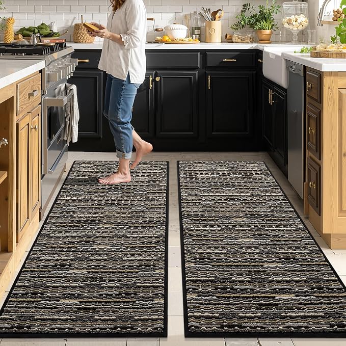 Kitchen Rugs Sets of 2-Non Slip Kitchen Mats by BSICPRO
