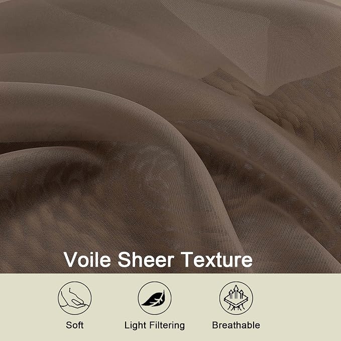 Cafe Curtains 36 Inch Length Tier 2 Pieces, Modern Soft Airy Sheer Kitchen - Image 3