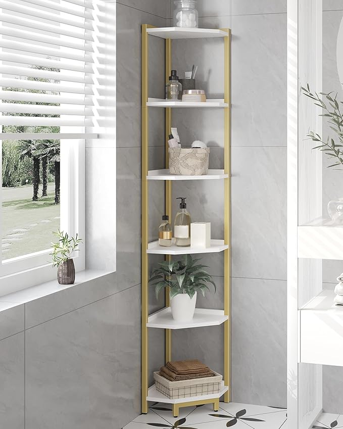Hzuaneri Corner Shelf Stand, Corner Bookshelf, Storage Standing Shelf Unit - Image 5