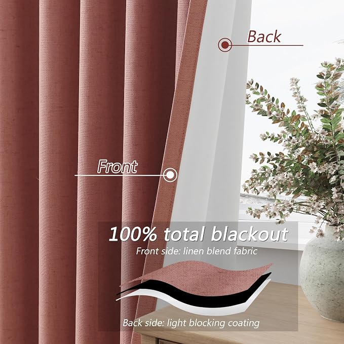 Guken 100% Blackout Curtains 63 Inch Length 2 Panels Set - Image 4