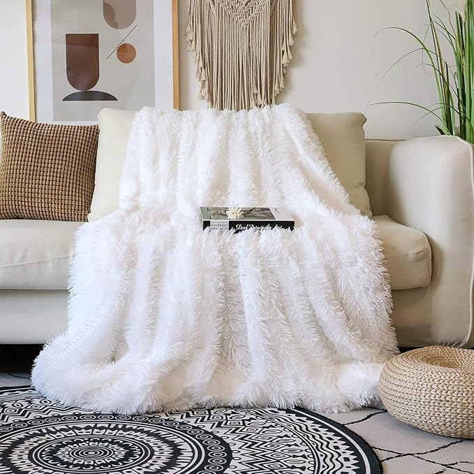 Tuddrom Decorative Extra Soft Faux Fur Blanket Twin Size 70" x 78", Solid by Tuddrom