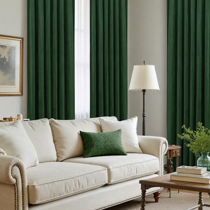 LAMIT Emerald Green Velvet Curtains 96 Inch - Image 4