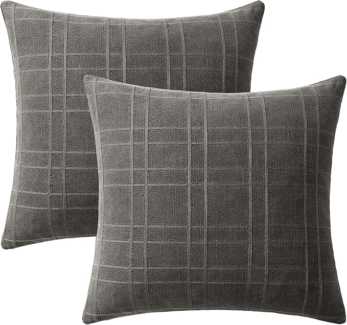 MIULEE Decorative Linen Check Lumar Throw Pillow Covers Neutral Farmhouse - Image 8