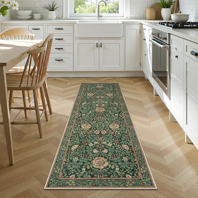 LIVEBOX Green Kitchen Runner Rug 2x6, Washable Runners - Image 2