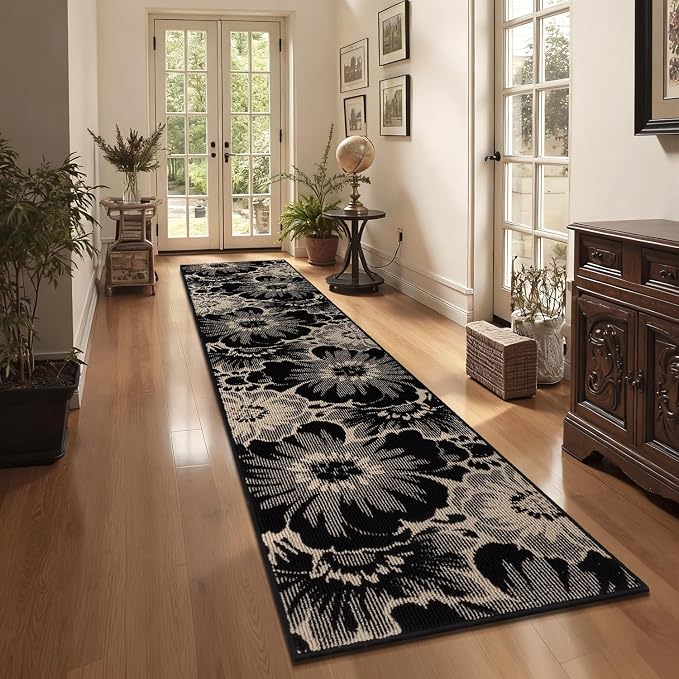 Findosom Hallway Runner Rug 2x10, Non Slip High-Low Textured Floral Washable - Image 9